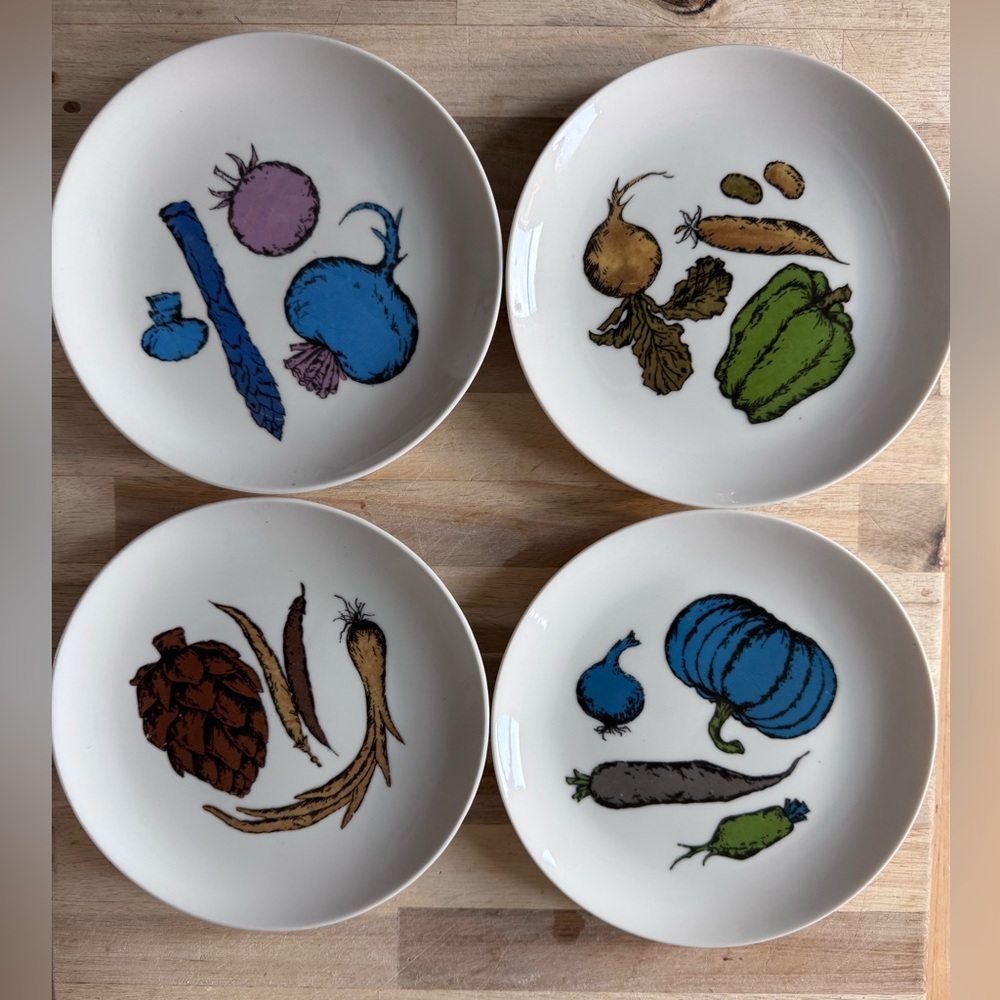 George Briard Set of 4 Vintage Vegetable Motif Ceramic Salad Plates